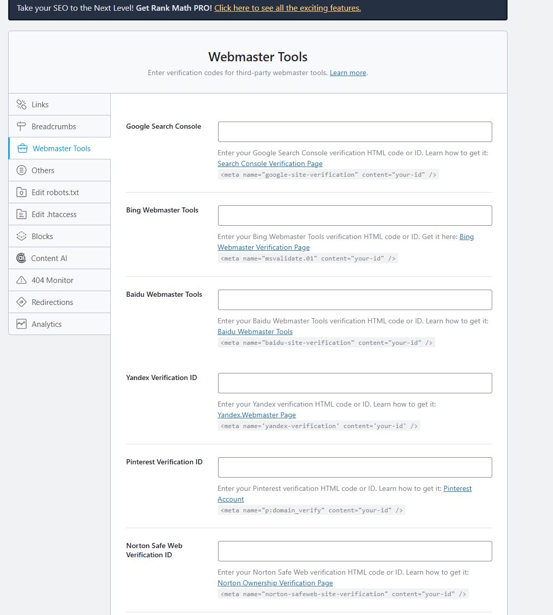 webmaster tools保持默认 站长工具