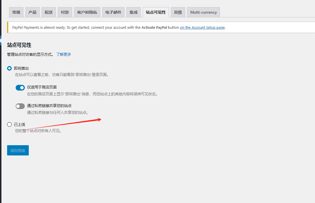 站点可见性如果还没搭建好就选择即将推出