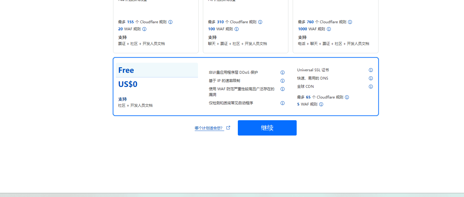 free plan 免费CDN计划