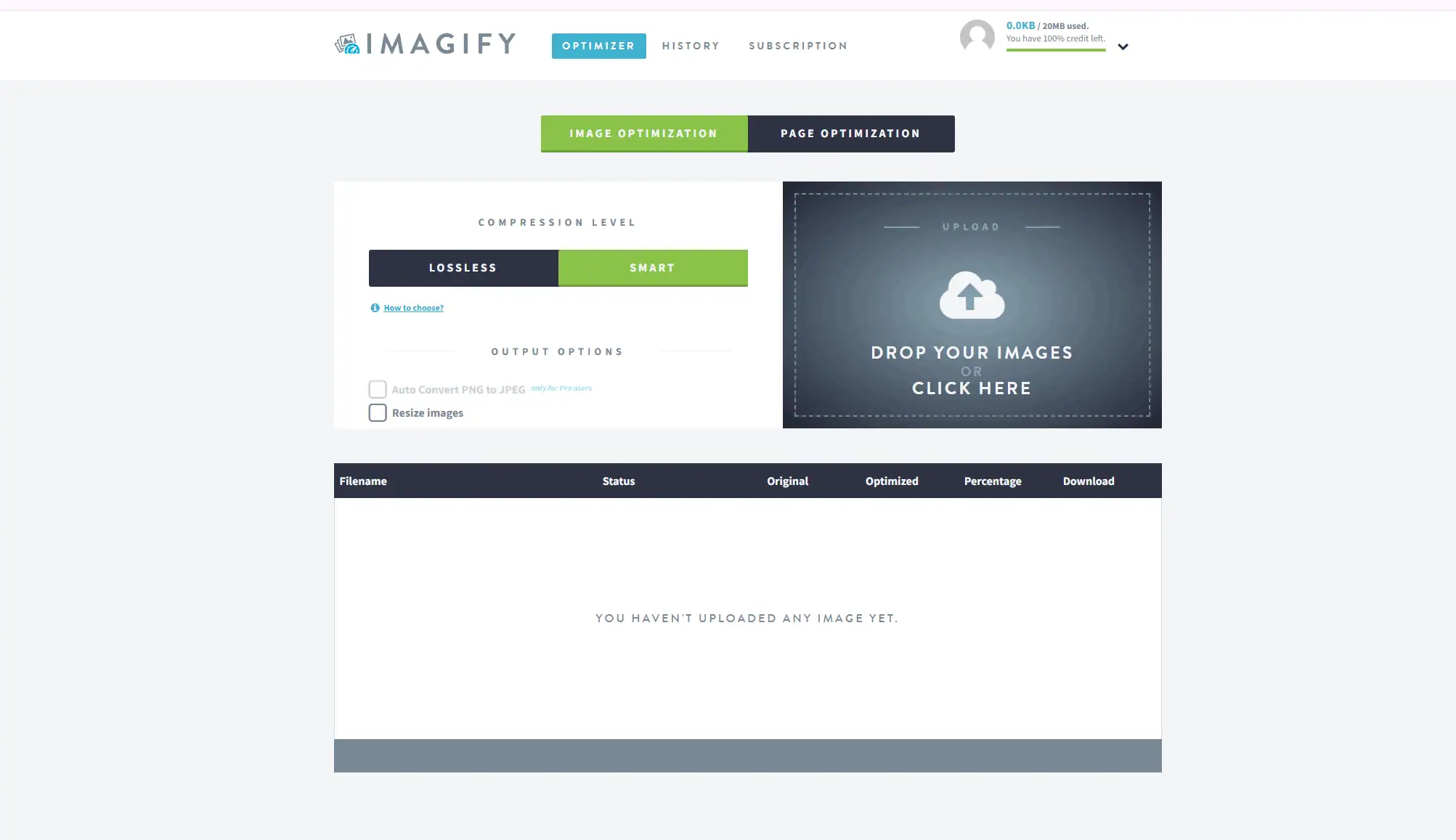 imagify主界面 Imagify教程:教你高效压缩图片,提升WordPress加载速度 – imagify主界面