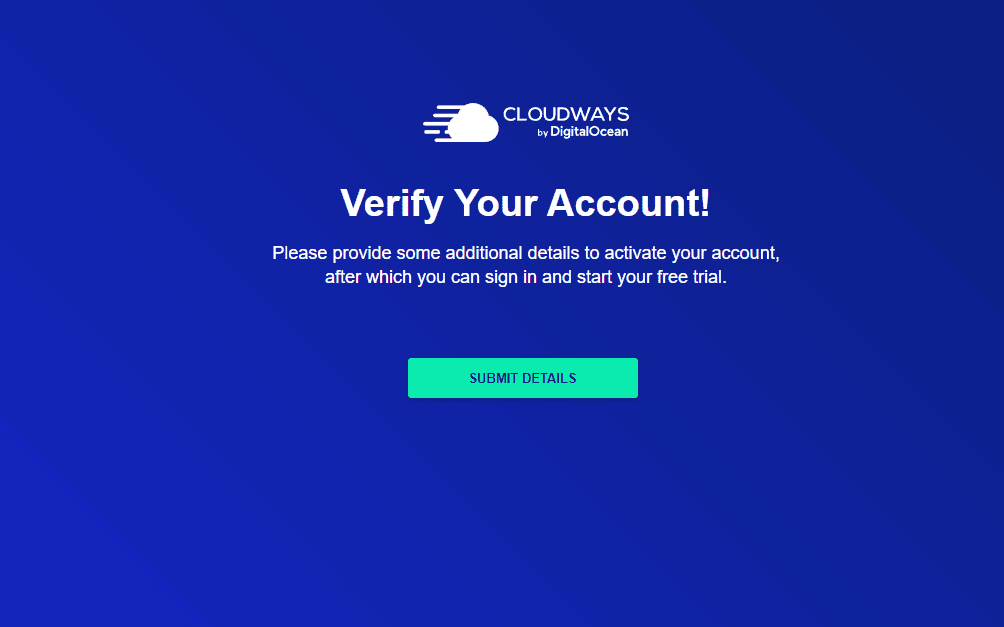验证账户 Cloudways注册购买和优化教程(含7折优惠码) – 验证账户