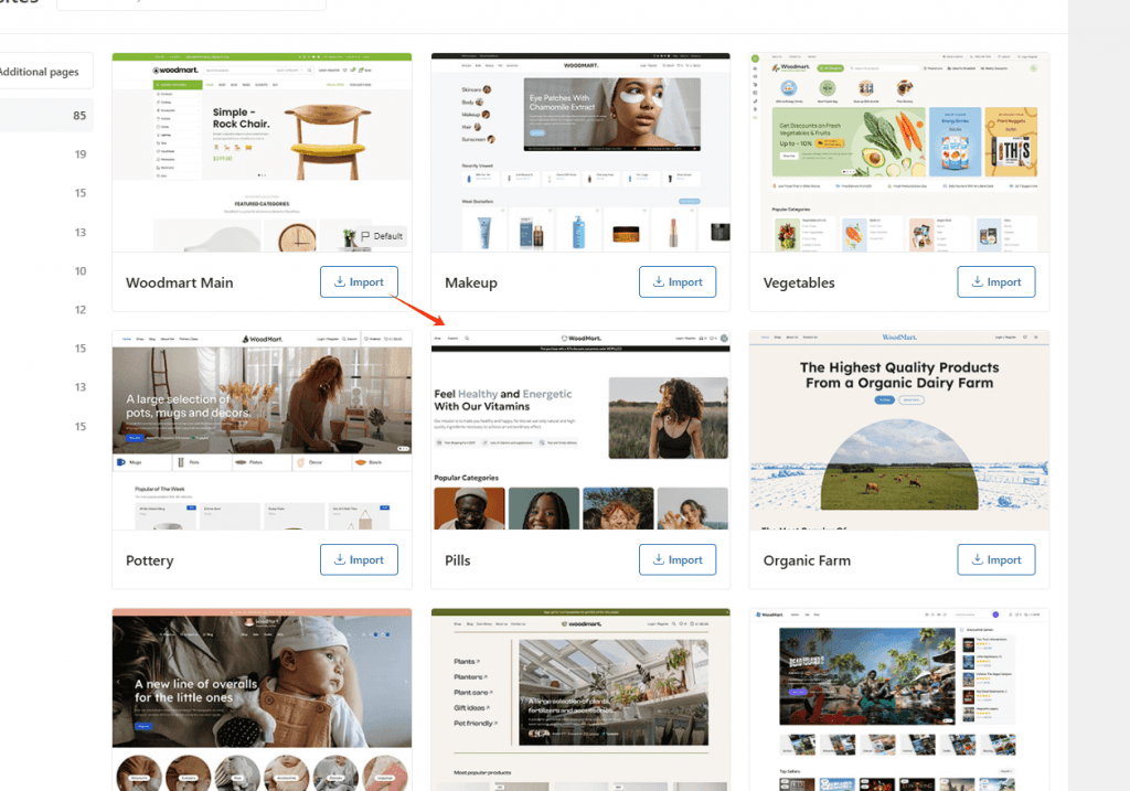choose template and import Woodmart主题:最好用的B2C电商主题教程 – choose template and import