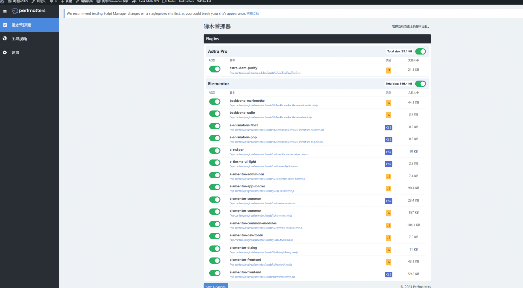 scripts Perfmatters教程:一步步教你移除无用JS、CSS,提升页面加载速度 – scripts