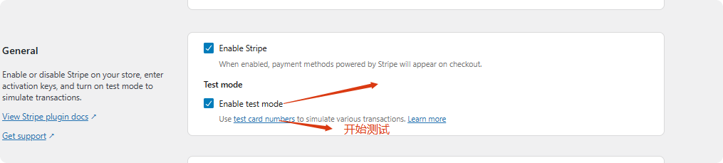 enable test mode Woocommerce连接Stripe支付教程 – enable test mode
