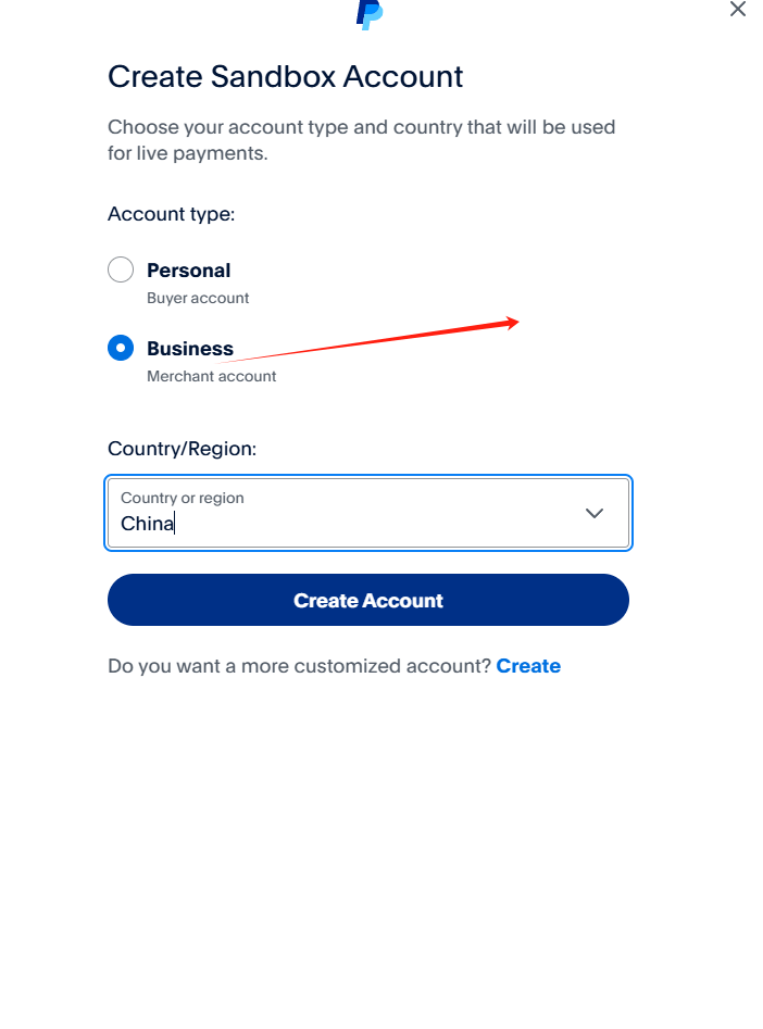 one business account 中国商家沙盒账户