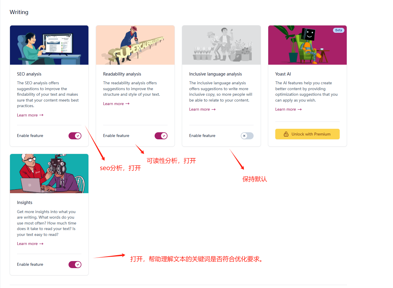 Yoast SEO 插件配置与优化教程 – site features setting