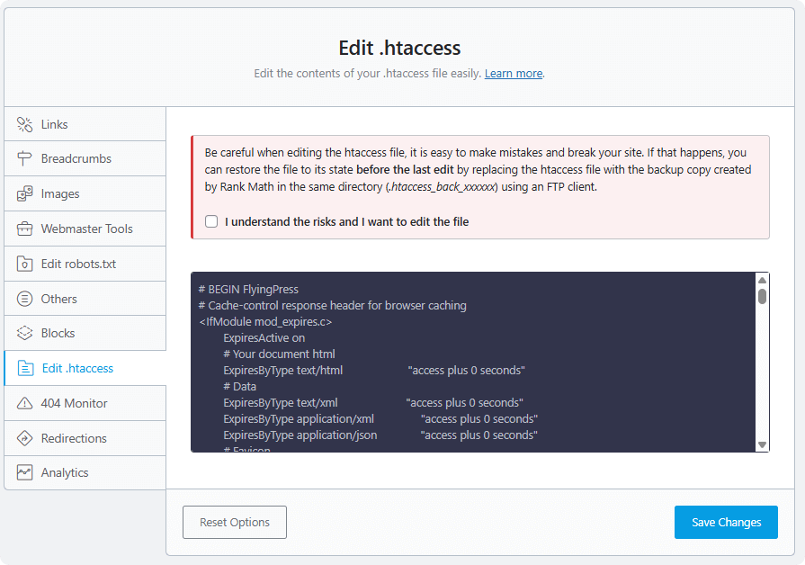 2025 Rank Math 教程：SEO配置与关键词100分实操（含PRO） – Htaccess设置
