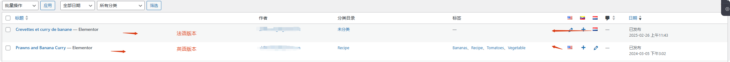 添加完之后可以查看到语言显示 如何用Polylang设置小语种WordPress网站 – 添加完之后可以查看到语言显示